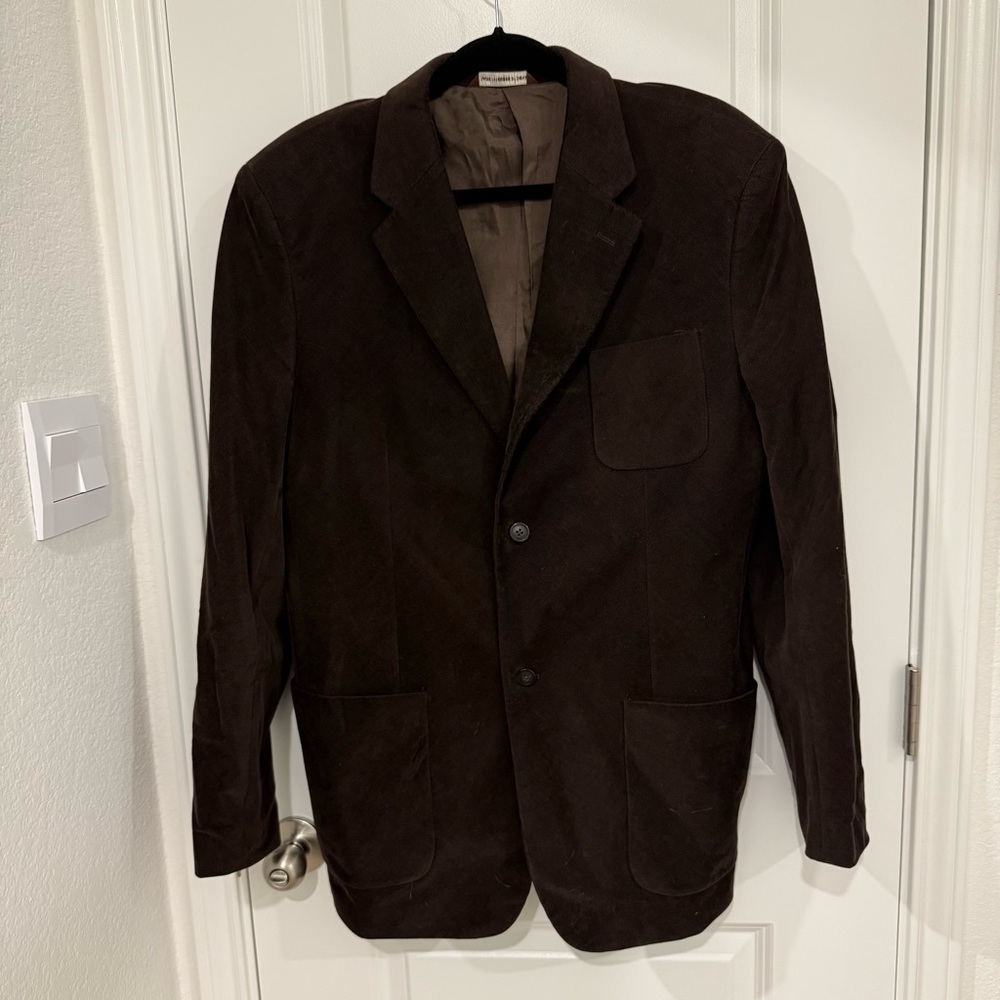 Perry Ellis Khaki Brown Cotton Blazer Size 42 Regular